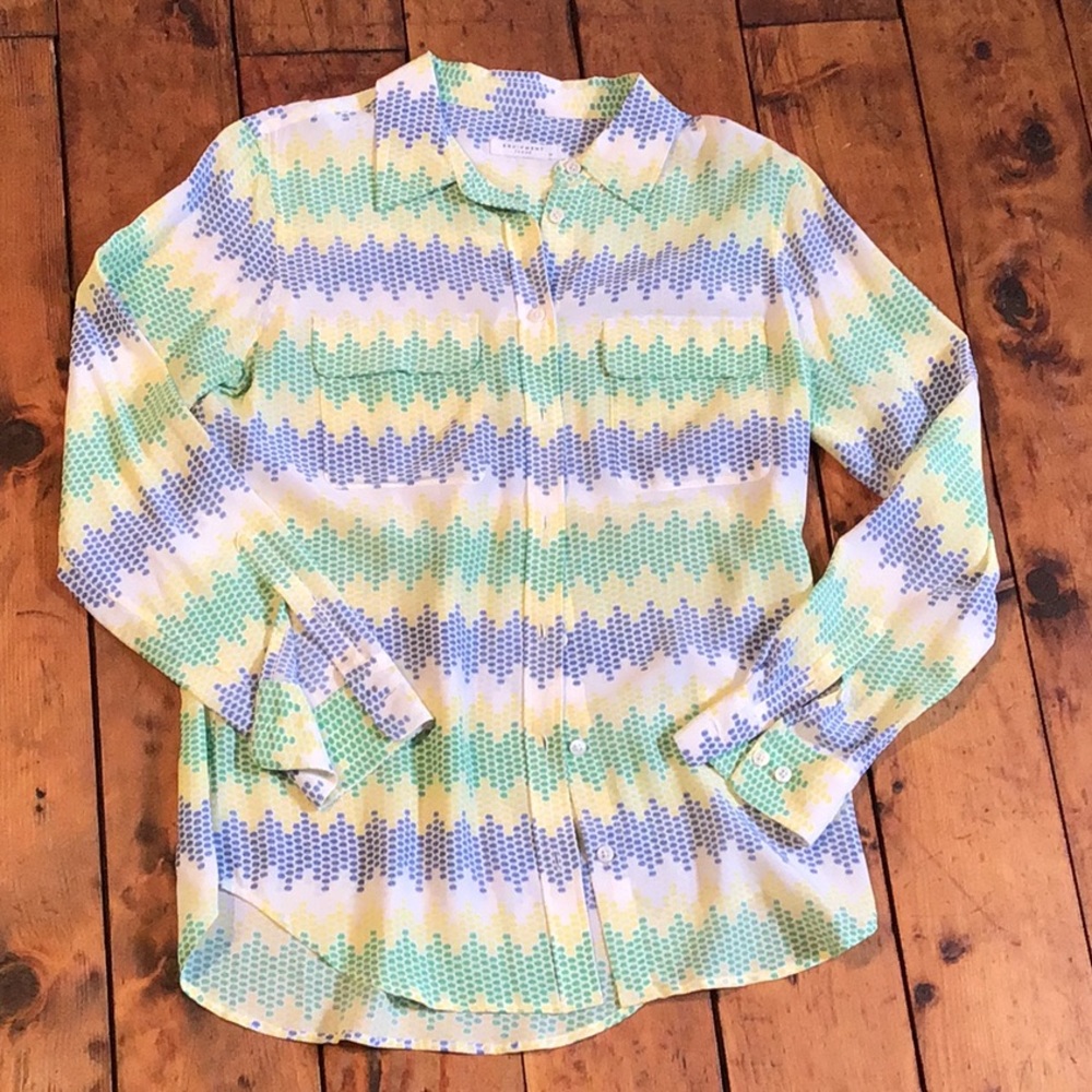 Silk button down equipment top